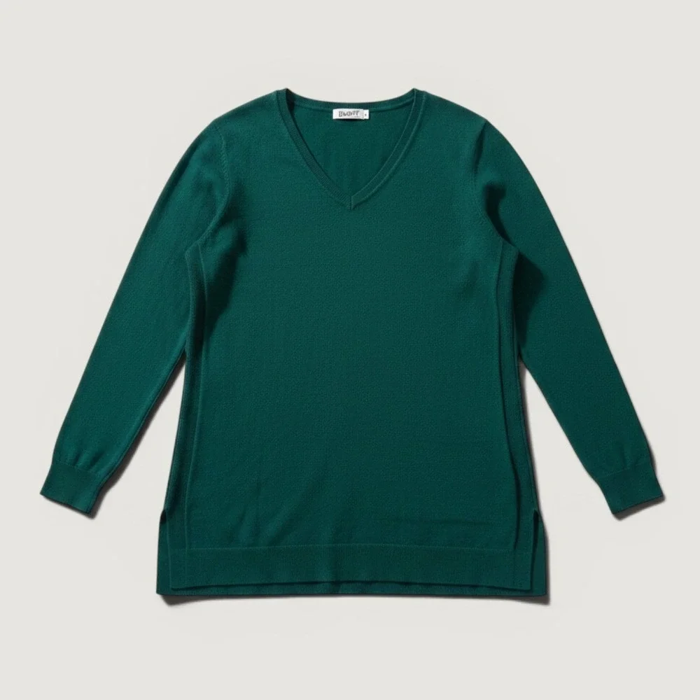 Duluth Trading Co V-Neck Sweater Womens XL Green Excellent Long Sleeve Cotton
